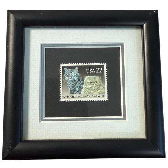 1988 USA 22¢ American Shorthair & Persian Cats Postage Stamp #2375 Framed Stamp - Picture 1 of 7